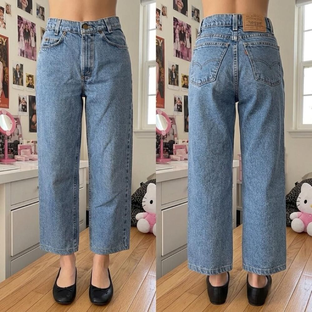 Vintage 90s 512 Levis Slim Straight High Rise Denim Jeans Orange Tab Slim 14 USA